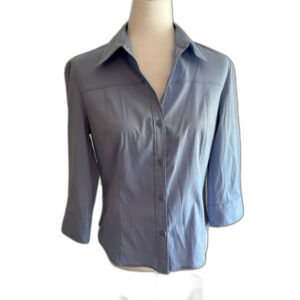 Express | Stretch Button Down Denim Color 3/4 Sleeve Blouse Size 5/6